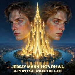 hyperrealist portrait of an enormous glowing futuristic building jutting out over a massive river valley at night by jeremy mann and alphonse mucha and alan lee, fantasy art, photo realistic, dynamic lighting, artstation, poster, volumetric lighting, very detailed faces, award winning, full face, symmetry