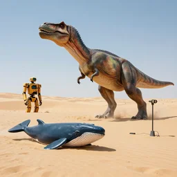 🐋🦖🐉 🤖 👽🐳 in desert, photography by bussiere rutkowski andreas roch