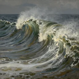 a wave by Ben Wanat, cinematic lighting, detailed oil painting, hyperrealistic, 8k