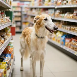 man - headed borzoi going to the store meme