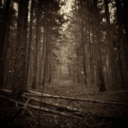 a dark forest somewhere in usa, old forgotten photo