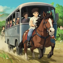 anime key tilted frame, dutch angle, of a intense horse - drawn bus race, with several spectators vibrating, studio lighting delicate features finely detailed perfect face directed gaze, gapmoe yandere grimdark, trending on pixiv fanbox, painted by greg rutkowski makoto shinkai takashi takeuchi studio ghibli