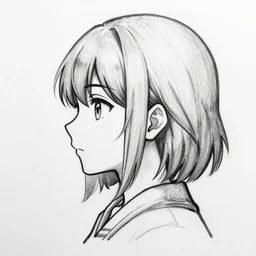 anime girl portrait profile, black and white sketch, cellshaded, drawn in black pen, made by WLOP, trending on artstation