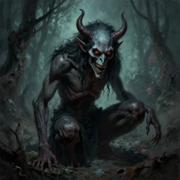 creepy demon painted by greg rutkowski