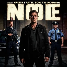 film noir poster with a criminal and a police