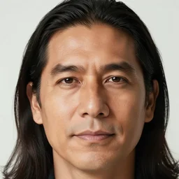 close up portrait of a middle - aged, latino man, long hair, white background, rembrandt lighting, detailed, 4 k, illustration, by kehinde wiley, kadir nelson