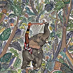 michael jordan dunking on elephant in the jungle