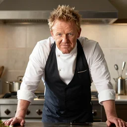 a ram dressed up as gordon ramsay, realistic.