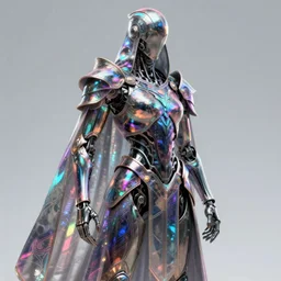 concept render of a biomechanical assassin wearing an iridescent precious armor cloak, intricate linework magical colorful, award winning artwork, by artem chebokha, wlop, artgerm, thomas kinkade, greg rutkowski, makoto shinkai animation