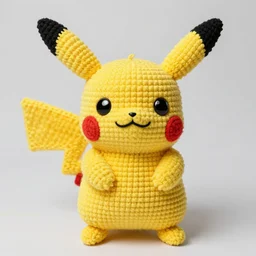 crocheted plush toy of emo pikachu