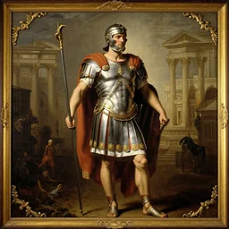 roman legionnaire, painting, fine art, high contrast, divine, strong, rembrandt lighting, global illumination, insanely detailed and intricate, elegant, ornate, in neo - classical cityscape