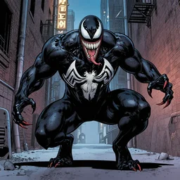venom in a new york alley at night by lee bermejo and simon bisley