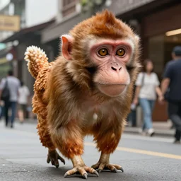 a giant monkey's head walking on the street, it has chicken legs, trending on pinterest