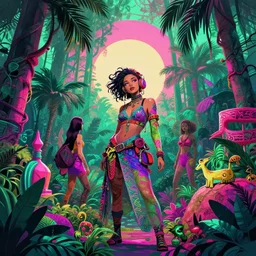 Vaporwave Jungle, 4k Photograph