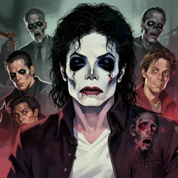 cell shaded portrait of a zombie michael jackson with dark eye sockets as concept art, llustration, post grunge, low angle, concept art by josan gonzales and wlop, by james jean, victo ngai, david rubin, mike mignola, laurie greasley, highly detailed, sharp focus, alien, trending on artstation, hq, deviantart, art by artgem