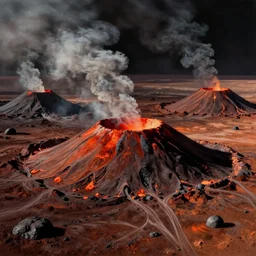 terraforming mars volcanoes, h. r. giger style painting