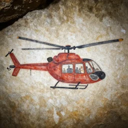 Cave painting of a helicopter