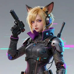 a glitch art character portrait of an female anthropomorphic animal combat strategy a. i. in the style of cyberpunk in the style of anti - art trending on artstation deviantart pinterest furaffinity detailed realistic hd 8 k high resolution