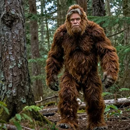 Sir David Attenborough in the woods with Bigfoot Sasquatch