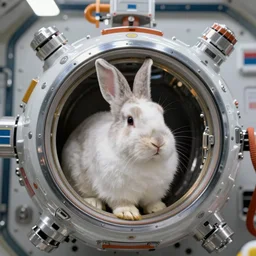 a bunny inside the russian mir station