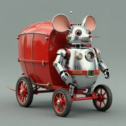 adventurer ( ( ( ( ( 1 9 5 0 s retro future robot android fat mouse wagon. muted colors. ) ) ) ) ) by jean baptiste monge!!!!!!!!!!!!!!!!!!!!!!!!! chrome red
