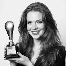 repulsive redhead girl, smiling at camera, award winning photography, black and white,