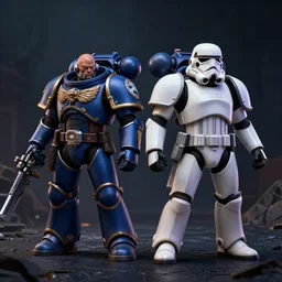 warhammer 4 0 k spacemarine and stormtrooper combination, moody lighting, octane render, 8 k