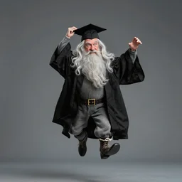 gandalf, wearing a graduation gown and cap, doing a flip with a toothpick in his mouth, in front of the eiffel tower, by leonardo da vinci, in the style of art nouveau and art deco