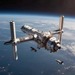 wide angle shot of a solitary space station, huge gargantuan scale, tiny ships docking, science fiction render highly detailed and intricate, 8 k octane render, chromatic aberration