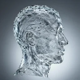 water artwork manipulation of a human head,, ray tracing, sharp focus, realistic water, long shot