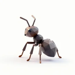 low poly 3d icon of an ant on white background