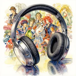 a beautiful insanely intricate watercolor illustration of headphone, reflexions, colorfull, by william turner art, by greg rutkowski, by james jean, by rossdraws, by frank frazetta, by sakimichan, by edmund dulac, trending on artstation, insanely detailed, masterpiece