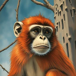 the monkey. beautiful, realistic painting by mucha and kuvshinov and bilibin and malevich. synthwave watercolor, thick lining, manga, soviet realism