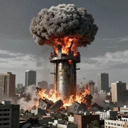 realistic nuclar bomb destroying a city