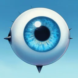 giant floating blue eye, comic book cover art inspired by tim doyle and kurzgesagt