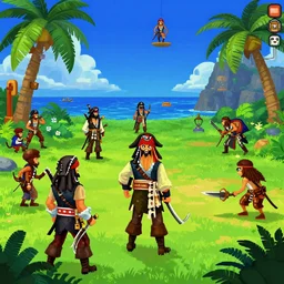 some pirates in the game return to monkey island, videogame style
