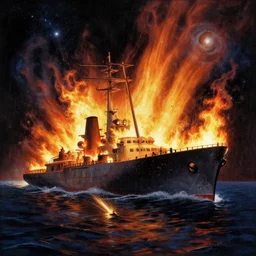 i've seen things that you people never dreamed of. attacking ships blazing over orion ; si rays cutting through the darkness at the gates of tannhauser. all these moments will be lost in time, like... tears in the rain... it's time to die. matte painting, jakub rozalsky, paul like, mumford, quality