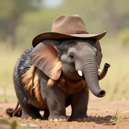 elephant shrew wearing a hat, digital art.