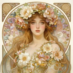 a wonderful goddess with a body of beautiful flowers, intricate, elegant, highly detailed, wonderful eyes, cute, digital painting, artstation, concept art, smooth, clear focus, illustration, art by artgerm and greg rutkowski, alphonse mucha and william - adolphe bouguereau