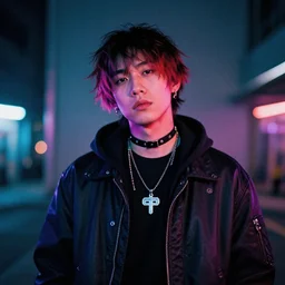 a cholo cyberpunk homie photographic portrait
