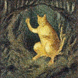 gold cat god doing magic in the gnarly forest by Android Jones, tom bagshaw, mucha, karl kopinski
