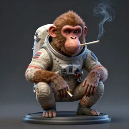 ( a monkey in a space suit ) smoking a cigarette, surrealist sculpture by wendy froud, zbrush central contest winner, fantasy art, zbrush, reimagined by industrial light and magic, daz 3 d