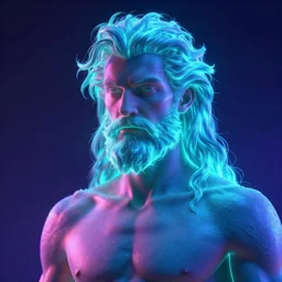glowwave portrait of poseidon, neon, au naturel, hyper detailed, digital art, trending in artstation, cinematic lighting, studio quality, smooth render, unreal engine 5 rendered, octane rendered, art style by klimt and nixeu and ian sprigger and wlop and krenz cushart.