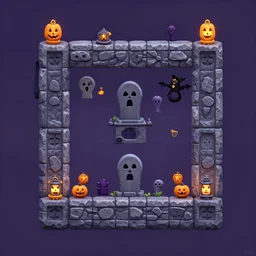 evil graveyard halloween isometric 2. 5 d game level, myvmk, with detailed stone, clean, cartoon, lanterns, pixar, disney, toon shader, arnold maya render, unreal engine, artgerm, artstation by miha rinne