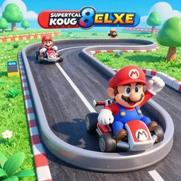 mario kart 8 deluxe racing track. made by supercell, disney, pixar.