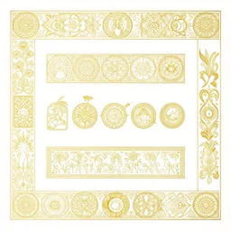 art nouveausymbolique pimpernel traditional oriental geometrical borders for design stock vector, alfons maria mucha documents decoratifs, clean design, gold, by gaston bussiere, anna nikonova aka newmilky, greg rutkowski, yoji shinkawa, yoshitaka amano, donato giancola, geoffroy thoorens