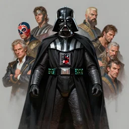 portrait shot of darth vader dressed like a luchador, dynamic pose, intricate, elegant, highly detailed, centered, digital painting, artstation, concept art, smooth, sharp focus, illustration, artgerm, tomasz alen kopera, peter mohrbacher, donato giancola, joseph christian leyendecker, wlop, boris vallejo