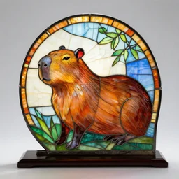 a beautiful stained glass sculpture of a capybara by louis comfort tiffany, 4 k, trending on artstation
