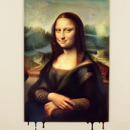 the paint dripping out of the mona lisa