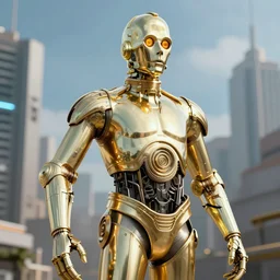 C3PO as a cyberpunk, 4k,octane photo render